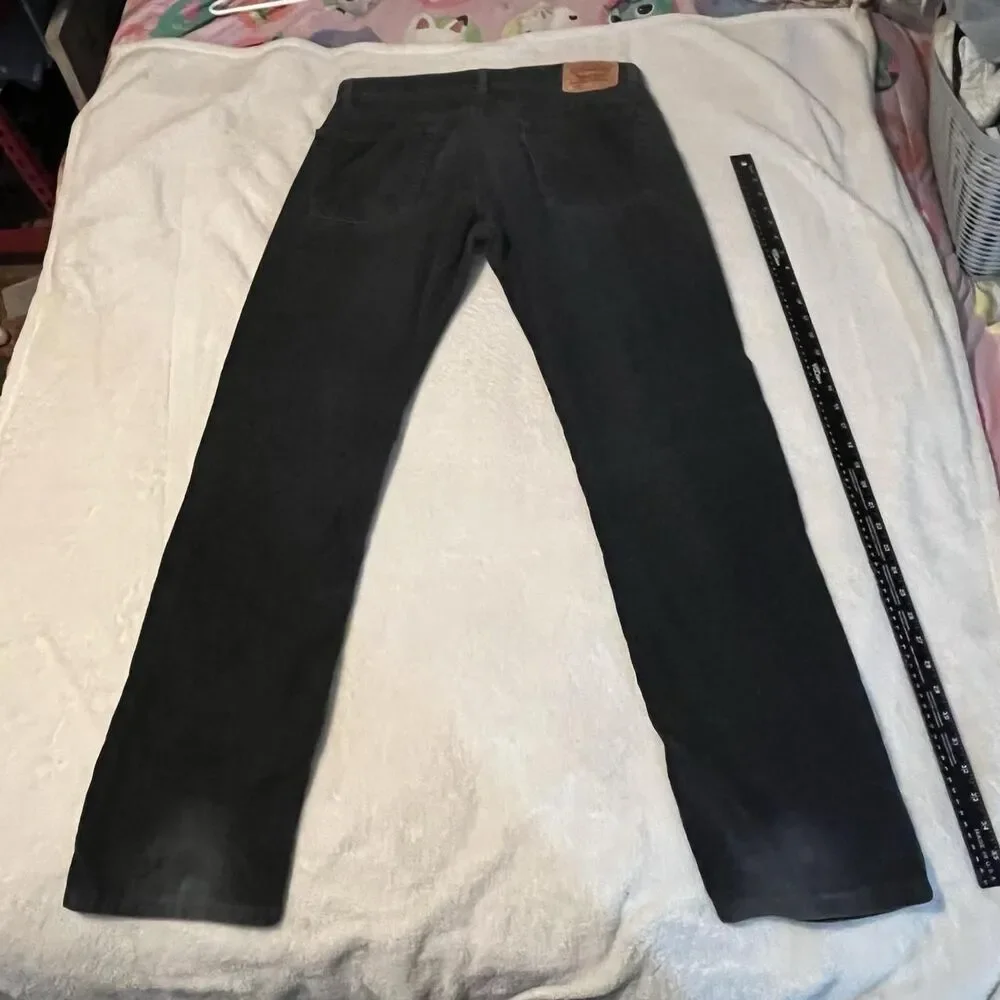 Levi's 505 Pants Mens Size 34 Black Corduroy Regular Straight Zip Fly W34 L32